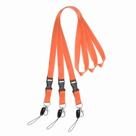 PATIKIL 3 Pack Orange Lanyards for Keys, Cool Breakaway Lanyard for Men, ID Badges Holder Straps with Lobster Clasp Keychains for Teachers Office Staff