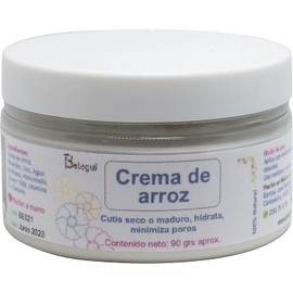 Crema facial de arroz. Suaviza arrugas y manchas. Hidratante, nutritiva, antioxidante. Uso día y noche, Ingredientes de origen natural