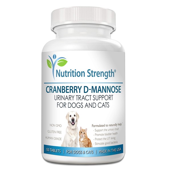 Nutrition Strength Cranberry for Dogs and Cats, Support for UTI in Dogs, Urinary Tract Plus Immune Health Supplement, Support for Bladder Infection in Dogs, D-Mannose for Dogs, 150 Chewable Tablets