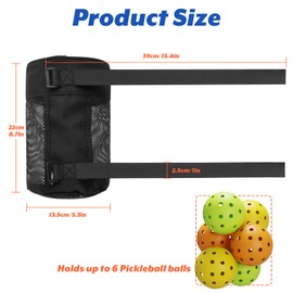 Cosmos Pickleball Ball Holder Adjustable Ball Hanging Bag for PickleBall Nets, Pickleball Storage Basket Foldable Mesh Net Pickle Ball Pouch Holds 6 Pcs Regular Pickleball Ball, Ball NOT Included