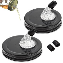 Mason Jar Pour Spouts,Free Flow Pouring Dispenser for Moonshine Whisky Pouring Lids,fit 2.75 Inch Regular Mouth Mason Jar,Dust Proof Cover,No Flap,Black QurHapzy(2Pack)