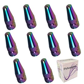 Pirhosigma 10 Pcs Fantasy Colorful MTB Presta Bike Bicycle Road Racing Coloured Metal Anodized Machined Aluminum Alloy Tire French Style Valve Cap Dust Covers