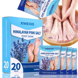 XIWEIOO 20 Pack Himalayan Pink Salt Feet Soak lavender foot soaking Pedicure kit Supplies for Foot Spa Foot Soak Salts with Epsom Salt for Soaking Lavender Pedicure kit Callus Remover