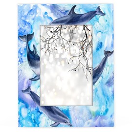 Mardesigns Sea Dolphins 5x7 Picture Frame, Dolphins Photo Picture Frame Display 5x7 or 4x6 Pictures for Wall and Table Vertical or Horizontal Display Photo Frame