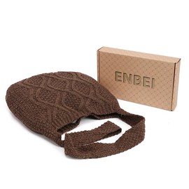 ENBEI Women's Shoulder Handbags Crochet Bags Shoulder Shopping Bag tote bag aesthetic canvas tote cute tote bags (Dark brown)