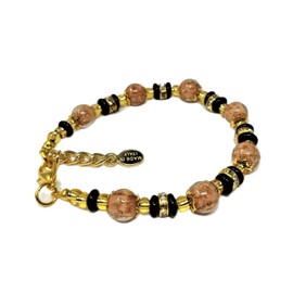 Sospiri Venezia Women's Bracelet with 7 Glass Beads 8 mm Diameter Original Murano Glass Gift Jewellery Made in Italy Certified, Glass