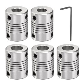 sourcing map 5 Pcs Aluminum Alloy Shaft Coupling 8mm to 10mm, Flexible Coupling Motor Connector Joint, Stepper Motor Coupler for CNC Machine & 3D Printer (L25xD19)