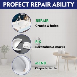 Wansiven Tile Repair Set, White, 100 g Enamel Repair Set, Waterproof and Leak-proof Ceramic Repair Set, Sink Repair Kit for Repairing Scratches, Holes, Cracks