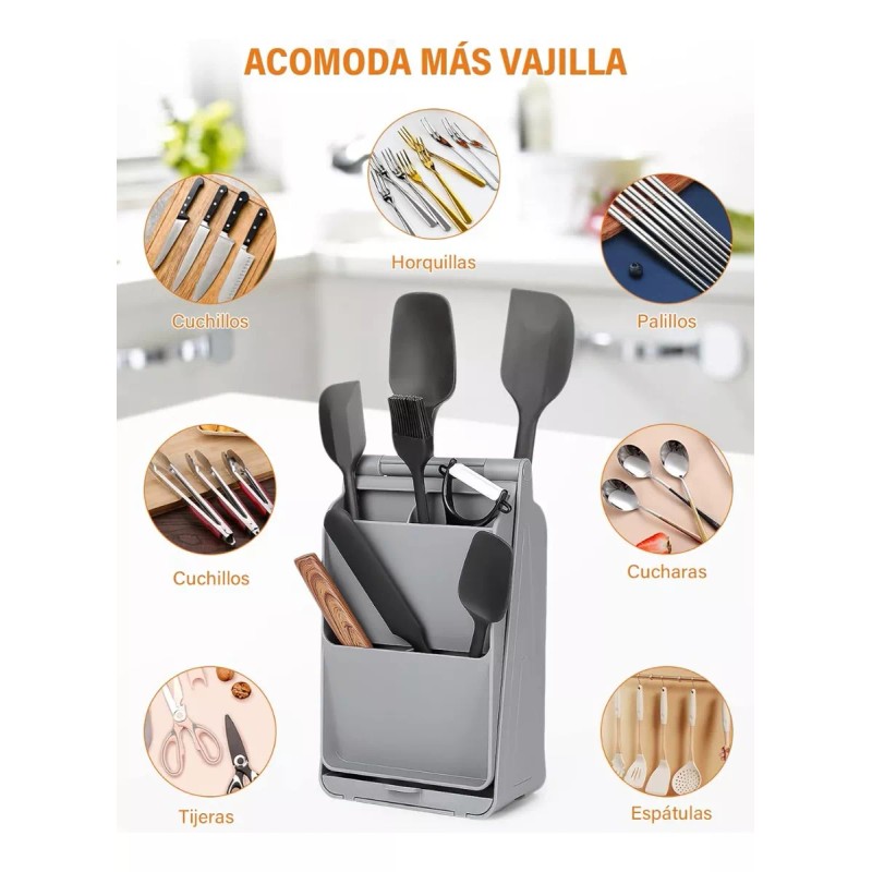 Seasky Porta Cubiertos 8 Compartimentos Soporte Tapa Ollas 2 Caras