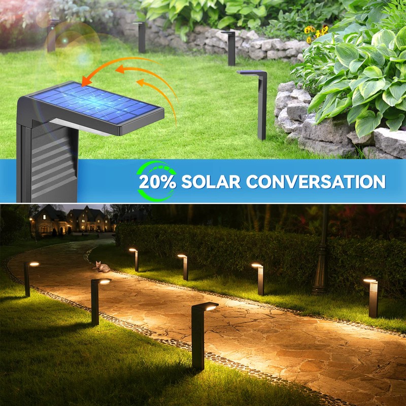 JOFIOS Solar Pathway Lights 2 Pack with Warm White and