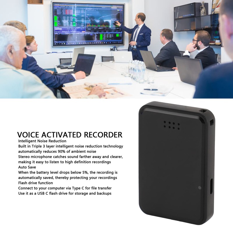 Small Voice Recorder 70H Battery Time USB C Charging HD