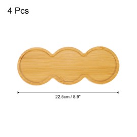 sourcing map 4pcs Mosaic Bamboo Coasters, 8.9 Inch Peanut Shape Blank Base Trays, Drinking Cup Coaster for Drinks Crafts Tabletop Protection Housewarming Gift