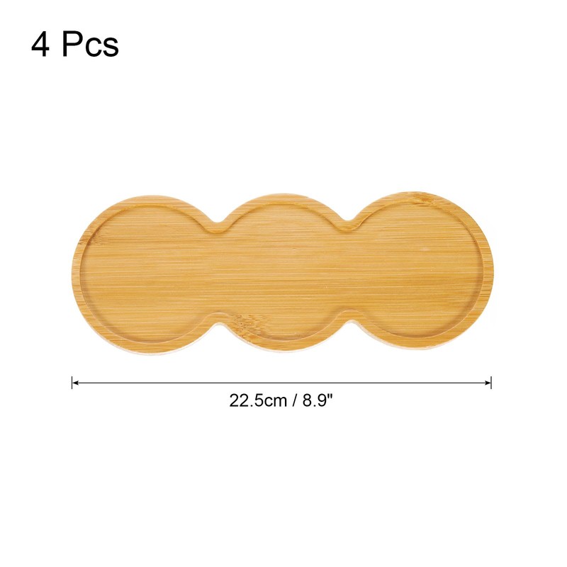sourcing map 4pcs Mosaic Bamboo Coasters, 8.9 Inch Peanut Shape