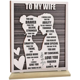 Hiagkmet to My Wife Plaque, Valentines Romantic Gifts for Wife from Husband, Rustic Love Sign for Wife's Birthday, Wedding Anniversary, Christmas & Just Because