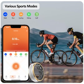 Fitness Tracker Smart Ring for Women & Men, Step Counter, Heart Rate & Blood Oxygen Monitor, Sleep Tracker, 5-7 Day Battery Life, Compatible with iOS & Android (Silver with Side Gold, 8)
