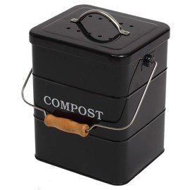 ayacatz Stainless Steel Compost Bin for Kitchen Countertop Compost Bin，1 Gallon, Kitchen Trash Can -Includes Charcoal Filter，Compost Bucket Kitchen Pail Compost with Lid-Black