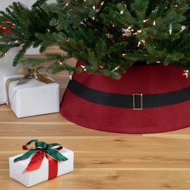 Northlight 26.75" Red Santa's Belt Round Christmas Tree Collar