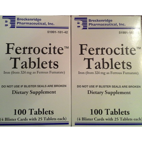 [2 Pack] Ferrocite® Tablets 100 Ct. *Compare to Hemocyte & Save* (2 Boxes of 100)
