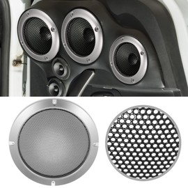 MACHSWON Pack of 2 Car Round Subwoofer Grille Horn Protective Guard Car Stereo Accessory Mesh Trim for 6.5 Speaker Grille Cover Silver Tone