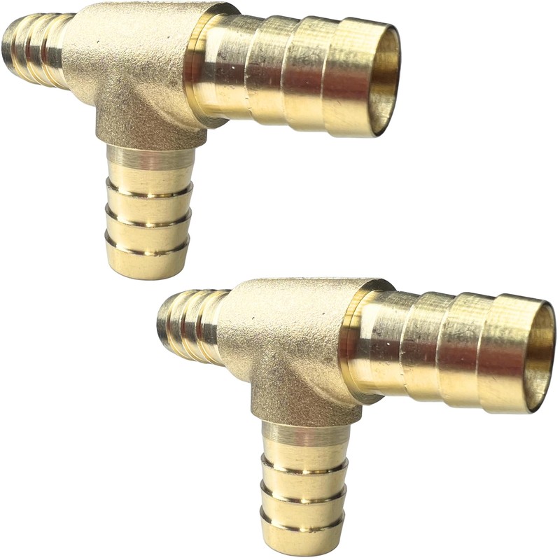 2pcs 5/8'' Hose Barb Tee T 3 Way Union Brass