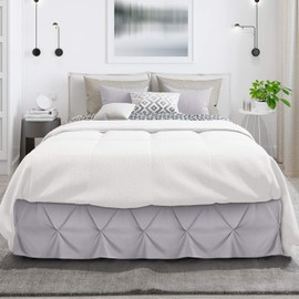 Nestl Grey Lavender Bed Skirt Cal King Size, Pinch Pleat Cal King Bed Skirt, 14" Inch Drop Cal King Bedskirt, Hotel Quality Grey Lavender Bed Skirts, Microfiber Grey Lavender Cal King Size Bed Skirt