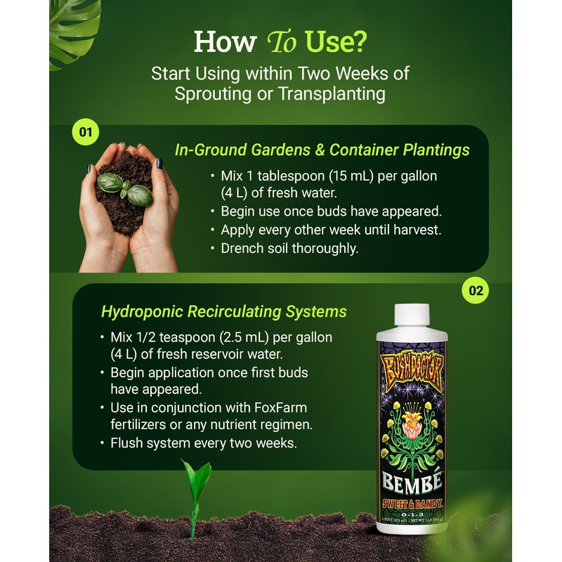 Foxfarm Bushdoctor Bembé Concentrate, Fast-Acting Liquid Plant Fertilizer, Enhances Natural