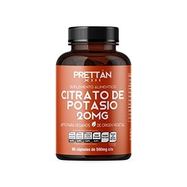 Prettán XIII Citrato de Potasio 20mg Apto para Veganos Frasco con 90 Cápsulas de 500mg cu                                                             