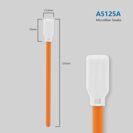 AAwipes 4.92" Cleanroom Lint Free Swabs (100 pcs, Large Flat Sqaure Head 13.5 mm/0.53", Knitted Polyester, Orange) Multi-Purpose Swab Sticks Microfiber Cleaning Swabs (A5125A)
