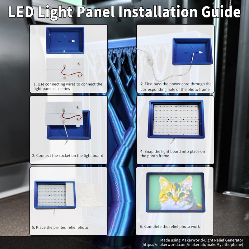 3D Printing DIY Light Panel LED Lithophane Backlight Board for