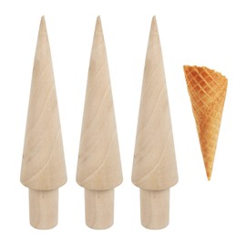 PLLDVEFD 3 Pieces Wooden Conical Mold, Ice Cream Cone Mold, Diy Dessert Waffle Tool, Waffle Setter, Creative Egg Roll Mold.