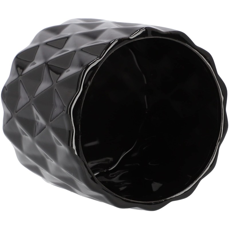 KOTARBAU® Ceramic Flower Pot Planter Glazed Black Cylindrical Shape