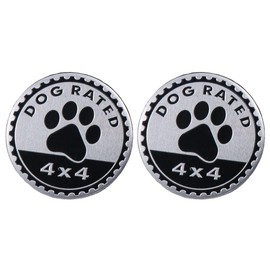 BYOBYO 2PCS Dogs Badge Rated Car Emblem, Dog Rated Word Car Badge Decorations 4 x 4 Metal Automotive Badge 3D Round Emblem Decals Car Badge Decals Stickers for Vehicles Trucks SUV