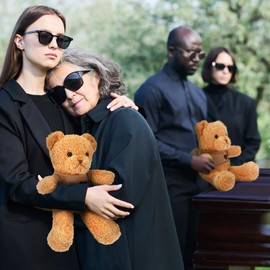 Shappy 2 Sets Memorial Gift Stuffed Animal Sympathy for Ash with Angel Wing Small Cremation Urns for Human or Pet Ashes with Spoon Memorial Keepsake for Loss of Loved One Grieving (Bear,Light Brown)