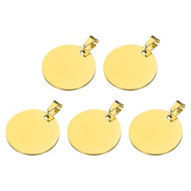 sourcing map Metal Round Tags Stamping,Gold Blank Dog Tags 1.2 Inch Circle DIY Engraving Blank Tags 5 Pcs,Stainless Steel with Hole for Pet Dog ID Tags,Pendant Decoration,Craft Tags