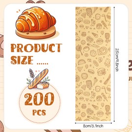 Zhehao 200 Pcs Kraft Paper Bags Kraft Churro Bags Grease Silverware Sleeves for Resistant Utensils Cutlery Cookies Bakery Candy Treats (Cute,Brown)