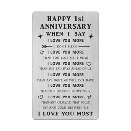 SOUSYOKYO 1 Year Anniversary Card Gifts for Girlfriends Boyfriend, First One 1st Wedding Anniversary Decorations Wallet Card for Him Her Husband Wife, Women Men Happy 1st Anniversary Decorations