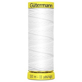 Gutermann Elastic Thread for Sewing, Bobbin Work, Smocking, Knitted Cuffs and Gathering Fabrics - White - WHT - 1 x 10m Spool