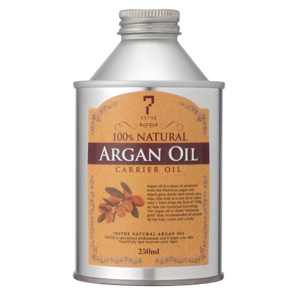 Argan Oil, 8.5 fl oz (250 ml), Carrier Oil (Face & Body Moisturizing Hair Oil, Massage), 100% Natural, Additive-Free, Unrefined, Base Oil, Aroma Massage Oil, Body Massage, Beauty Oil, For Hair, Face, Body, Commercial Use