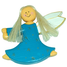 GURU SHOP Guardian Angel, Christmas Angel, Christmas Tree Decoration - 6, Turquoise, Colour: Turquoise, 10 x 10 x 1 cm, Christmas Decoration