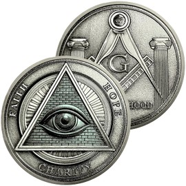 All-Seeing Eye Coin Gifts Set | Masonic Brotherhood Symbol Medallion with Detailed Craftsmanship | Inspirational Freemasonry Coin for Strength and Unity | Ultra-Premium Collector's Coin for Man Women