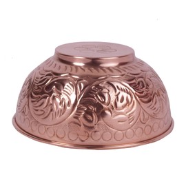 copper embossed mixing bowl, 100% pure heavy gauge - multipurpose Use of Antique Copper Serving Bowl For Candy, Salad, Egg Beating - Decorative Copper Bowl For Your Kitchen medium size diameter 6 inch