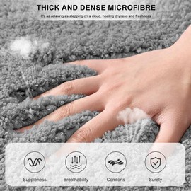 LUOJINYI Bath Mat, 50 x 80 cm, Non-Slip, Soft Water-Absorbent, Shaggy High Pile Microfibre Mat for Bathroom, Machine Washable for Bath, Shower and Bathroom (Dark Grey)