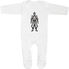 0-3 Month 'Japanese Samurai Armor' Baby Romper Jumpsuit/Sleep Suit (SS00078855) White