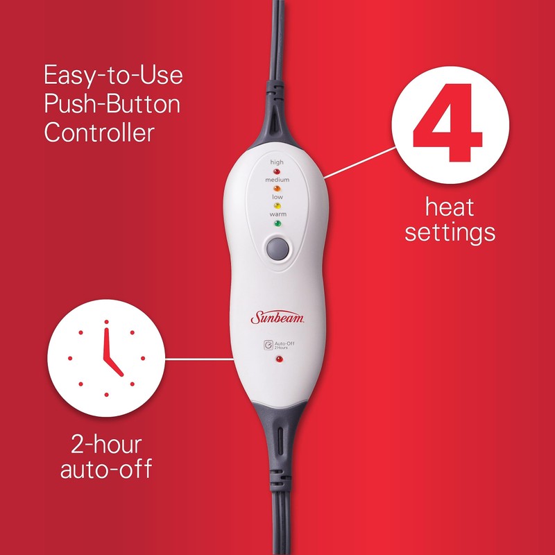 Sunbeam Premium Sunbeam Heating Pad with Compact Storage, Standard Size,