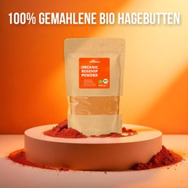 RheinNatur RheinNatur Bio Hagebutten-Pulver 1 kg - 100% Bio Hagebutten gemahlen - Reich an Vitaminen, Mineralstoffen & Antioxidantien - Ideal für Smoothies, Tee, Müsli & mehr - 1000 g Beutel