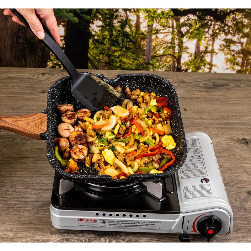 12,000 BTU Portable Butane Camping Stove with 4 x 8oz.