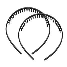 Mivanta Herren-Haarband, Unisex, schwarze Kunststoff-Haarbänder, Jungen-Stirnband, rutschfeste Stirnbänder für Damenhaar, Zahnkamm, Haarband für Sport und den täglichen Gebrauch, 2 Stück