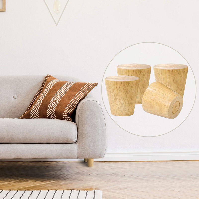 sourcing map Wood Furniture Legs, 2 Inch Sofa Legs Round