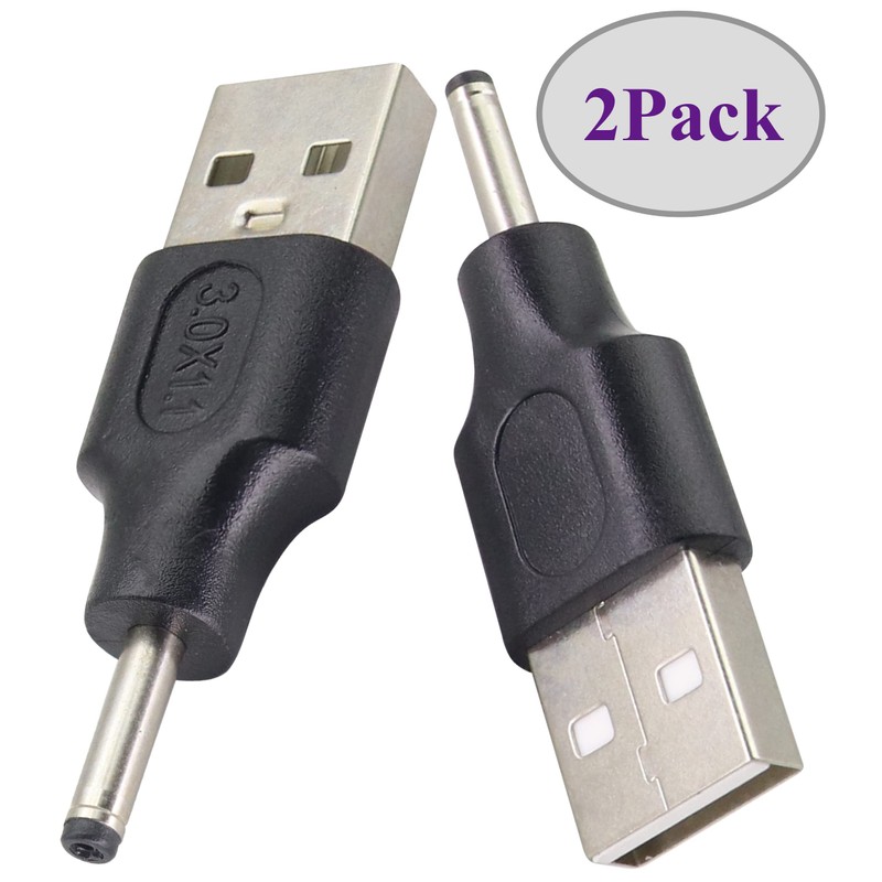 AAOTOKK (2 Pack USB to DC 3.0 × 1.1mm Power