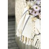 Ib Laursen 100% Cotton Blanket Throw Cream With Woven Black